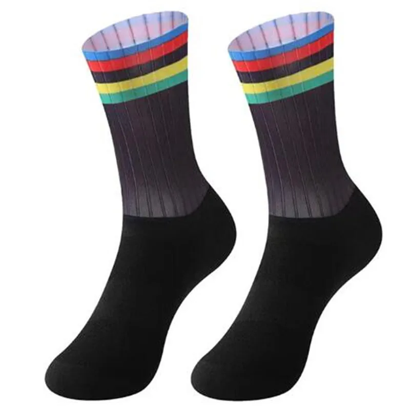 Summer New Silicone Anti Slip 2024 Aero Socks Whiteline Cycling Socks Men Bicycle Sport Running Bike Socks Calcetines