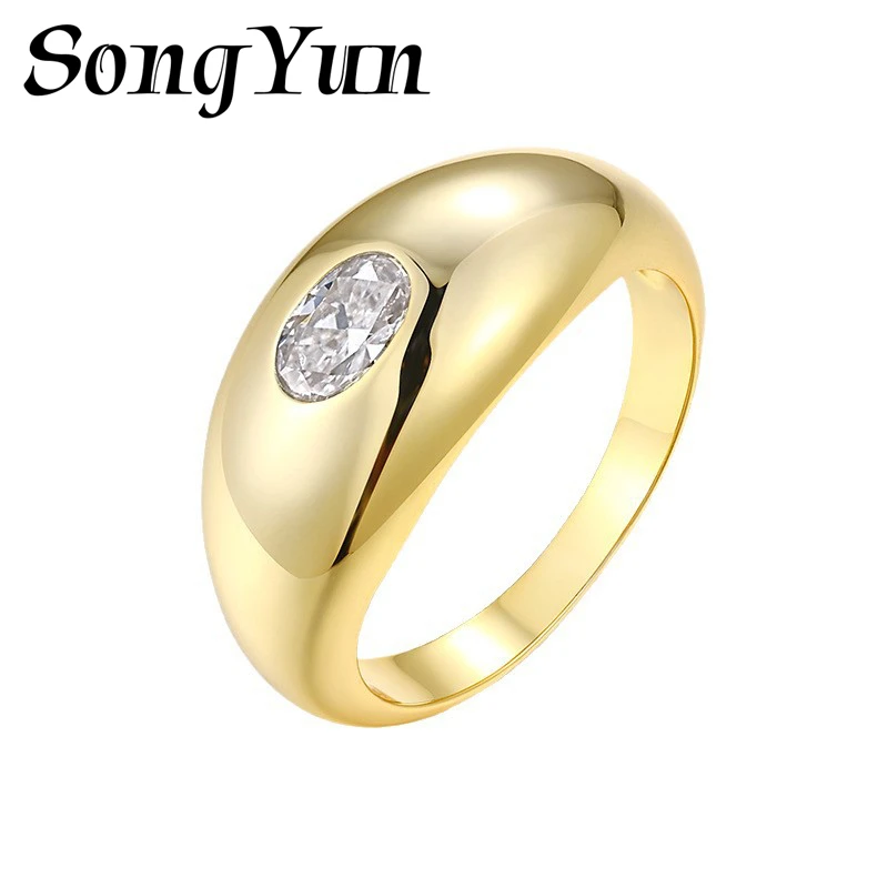 

SONGYUN Luxury Jewelry 925 Sterling Silver Ring VVS Moissanite Trendy Ring for Fiancee 18K Gold Plated SYT Patent Fine Rings