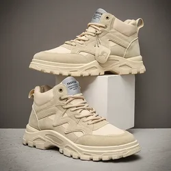 Men's training shoes 2024 fashion high top comfortable platform boots outdoor warm non-slip boots men's lightweight desert boots