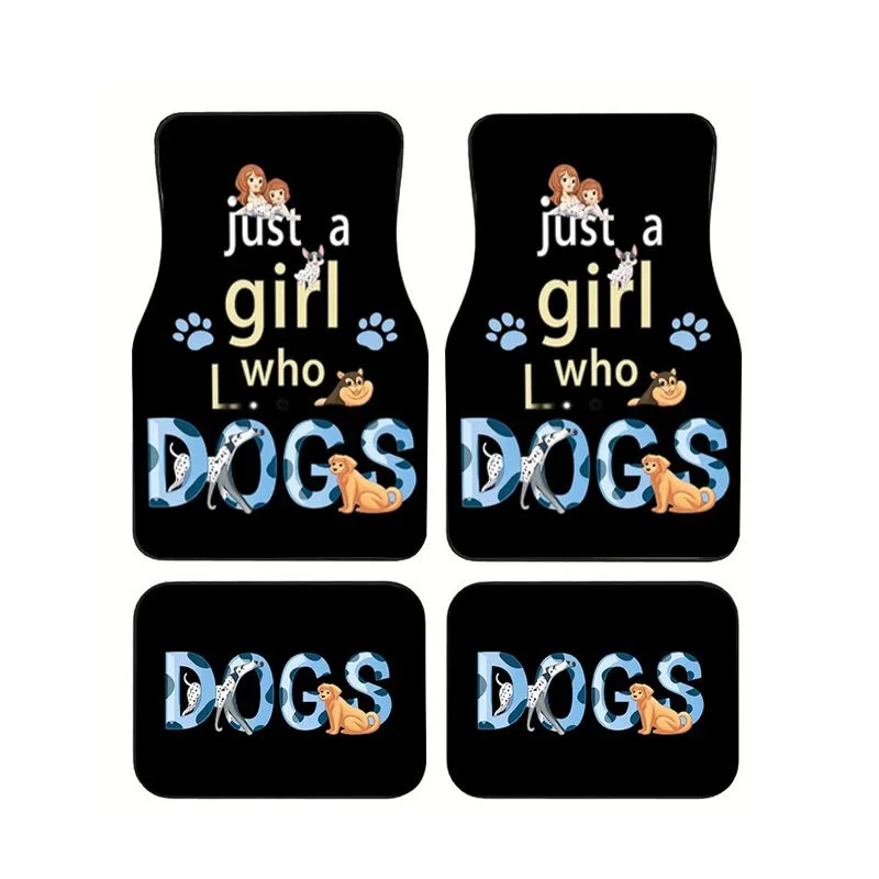 

Car Floor Mats Set of 4 Just A Girl Who Loves Dogs Print Non Slip Universal Fit for Cars Trucks SUVs