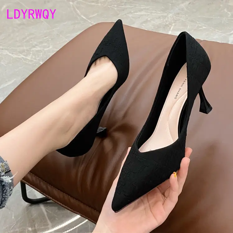 French stilettos for women and the new 2022 summer all-match professional shoe with a shallow toe and pointed toe