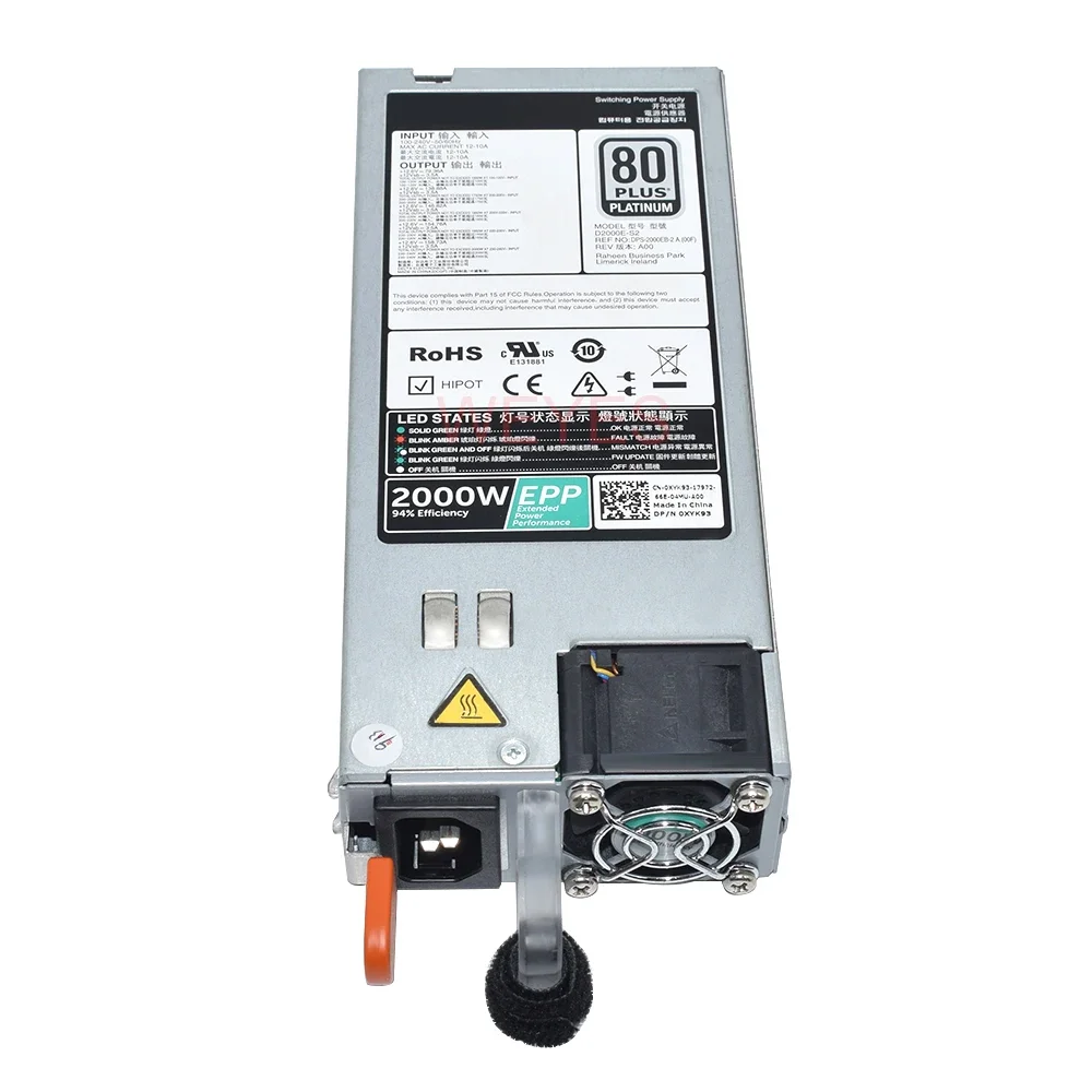 Imagem -05 - Fonte de Alimentação de Comutação Psu 2000w D2000e-s2 0xyk93 Xyk93 Dell R840 R940 R740xd T640 Servidor Epp Comutação Dps2000eb-2 a Bem Testado