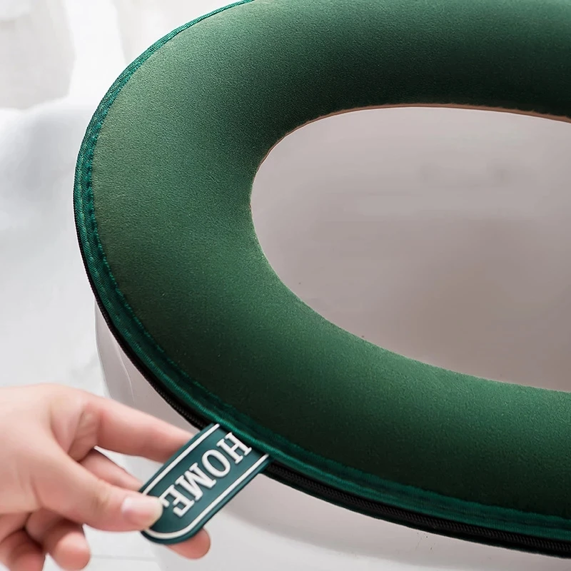 Plush Toilet Seat Cover with Handle, Soft Seat Pad, Toilet Seat Cover, Household, Winter, Zipper, Accessories
