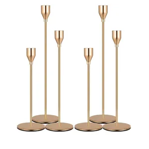 Chinese style metal candle holders, simple Golden Candlestick, wedding decoration, bar party, living room, home decor, 3pcs, set 12 MAIN SALES CUNCHER - №10