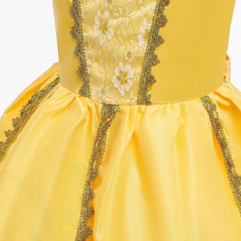 Disney Bell Princess Dress Fantasy girl's Birthday Halloween Ball Party Cosplay Belle Princess Costumes Kids Girl Christmas Gift