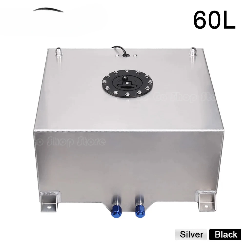 60L Universal Aluminium Mirror Polished Buffer Oil Reservoir Tank Fuel Cell Can Fuel Surge Tank with Sensor Cap Foam Inside