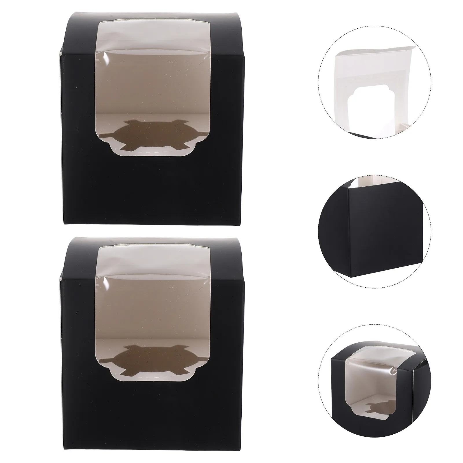 25Pcs Bakery Dessert Packaging Boxes Clear Window Paper Cake Box for Single Cupcake Brownie Muffin Party Gift Use