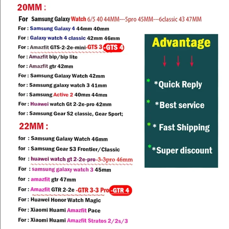 20mm/22mm Strap For Samsung Galaxy Watch Active 2 40mm 44mm 3 Gear Sport Wrist Bracelet Replacement Watchband 20mm 22 Watch Band
