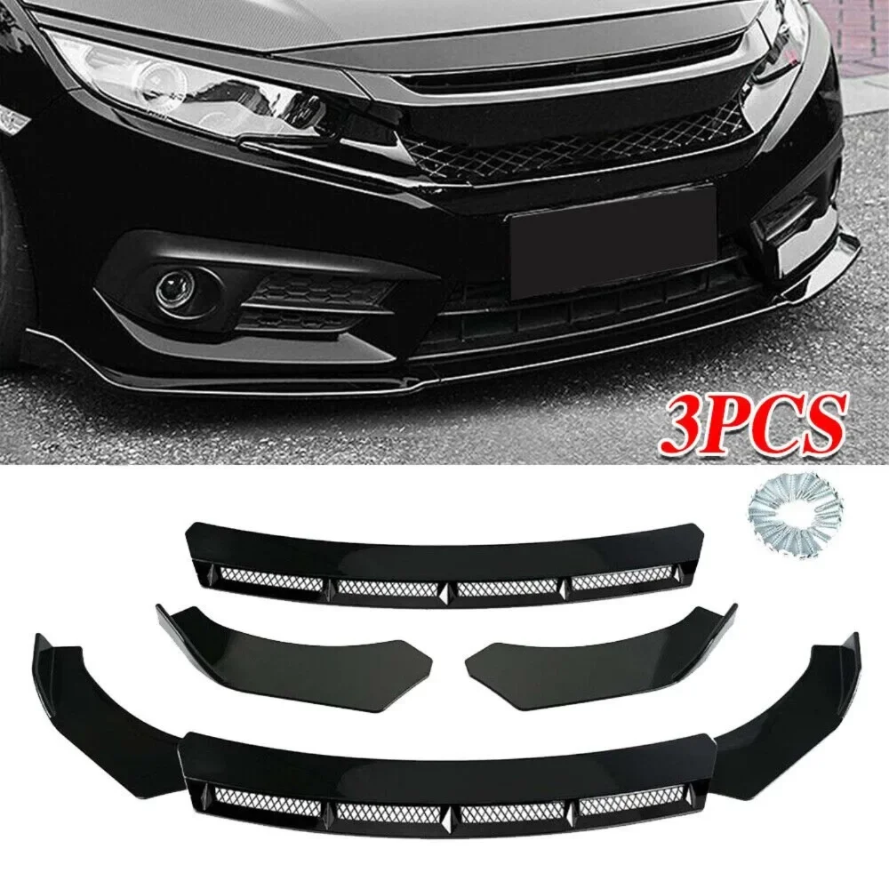 

For Honda Civic Sedan Car Front Bumper Lip Spoiler Splitter Kit Glossy Black AL United States