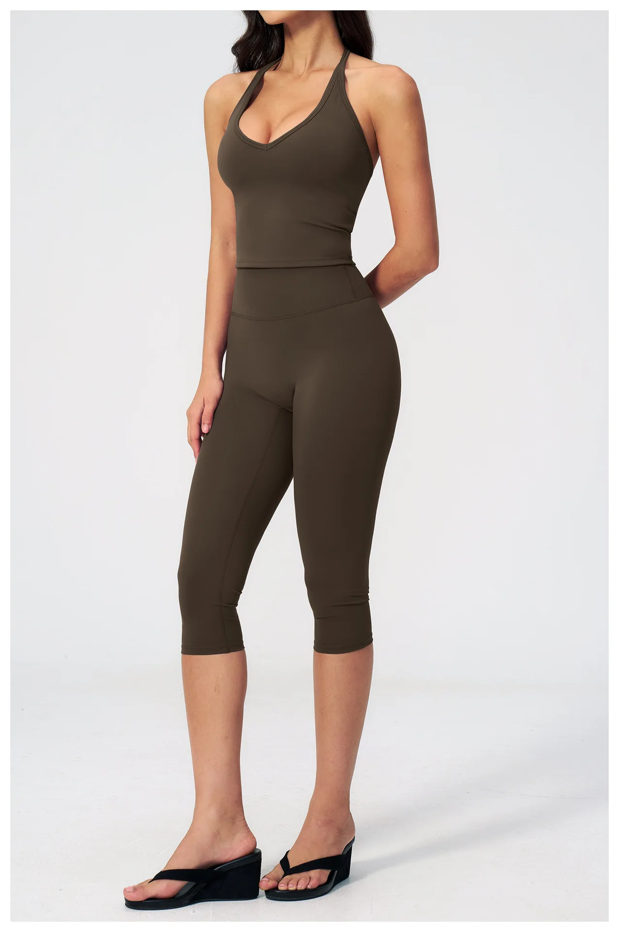 Women Tracksuit Yoga Set 2PCS Sports Set Short Sleeve Fitness Outfits Workout Clothes Running Capri Pants Gym Suit Athletic Wear