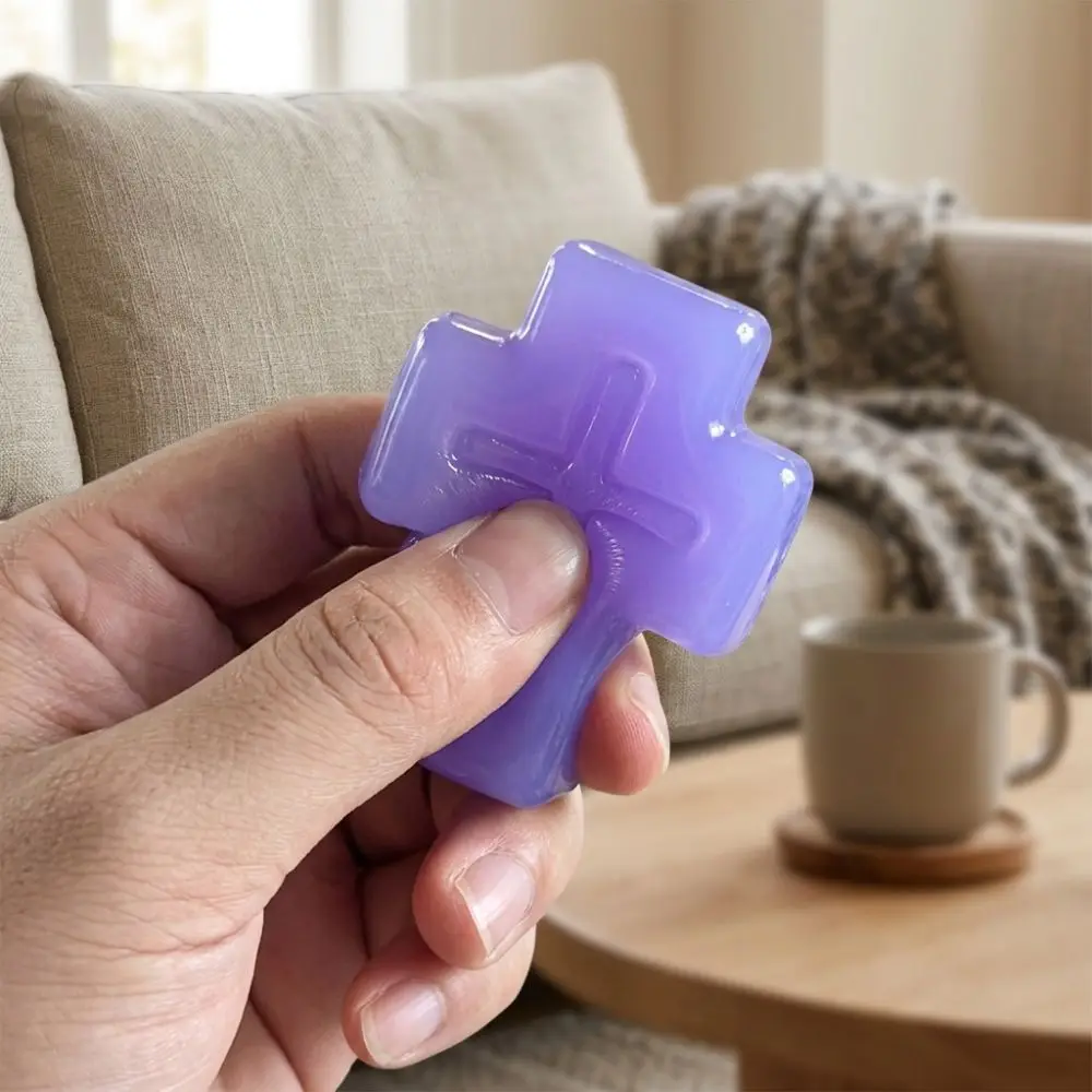 Super Soft Faith Cross Squishy Toy Smooth Surface Slow Rebound Slow Rise Squishy Cross Pattern DIY Craft Fidget Sensory Toy