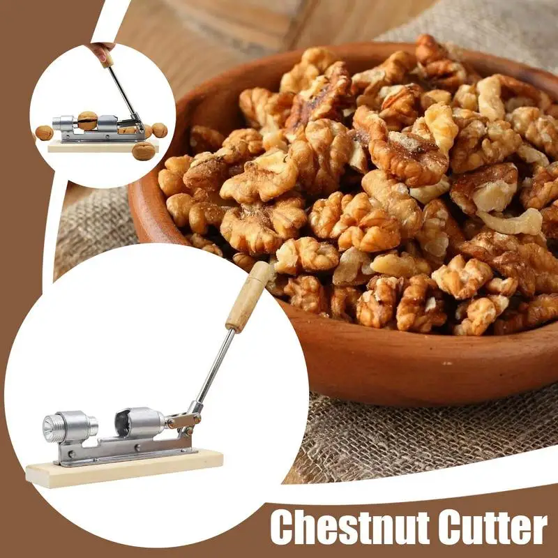 Chestnut Cutter Tool Stainless Steel Nut Opener Plier Set Wooden Handle Nut Peeler Tool Multifunctional Nutcracker Sheller For