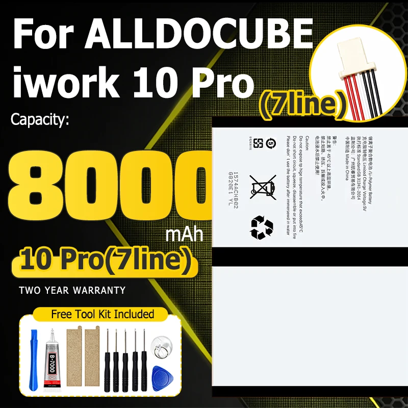 New 8000mAh Notebook Laptop Tablet PC Battery For ALLDOCUBE Cube Iwork 10 Pro Iwork10Pro 7-Wires Plug