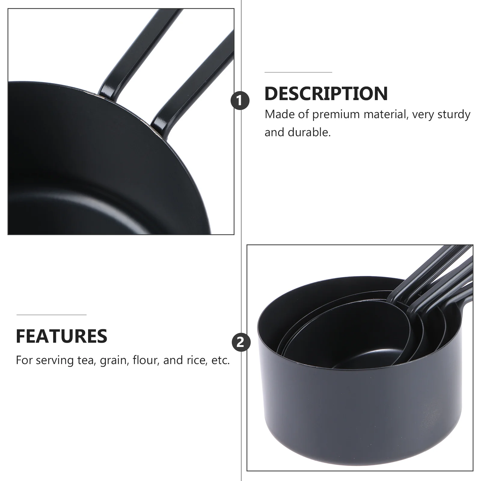 

4pcs Measuring Cups Set Black Stainless Steel Nesting Kitchen Baking Tools For Liquid Dry Ingredients Measuring Spoons