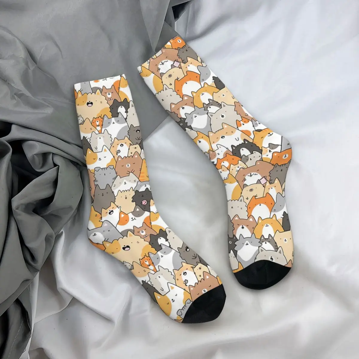 Hip Hop Vintage Kitties Spy Verrückt männer Socken Katze Unisex Harajuku Muster Gedruckt Lustige Neuheit Crew Socke Jungen Geschenk