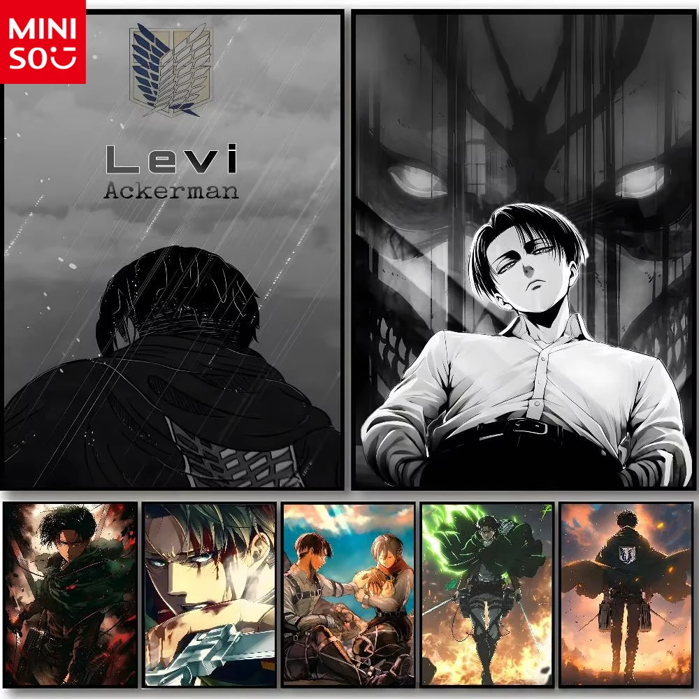 MINISO pintura al óleo por números ataque a los Titanes Levi Ackerman arte de pared hogar sala de estar dormitorio bar decoración estética sin marco
