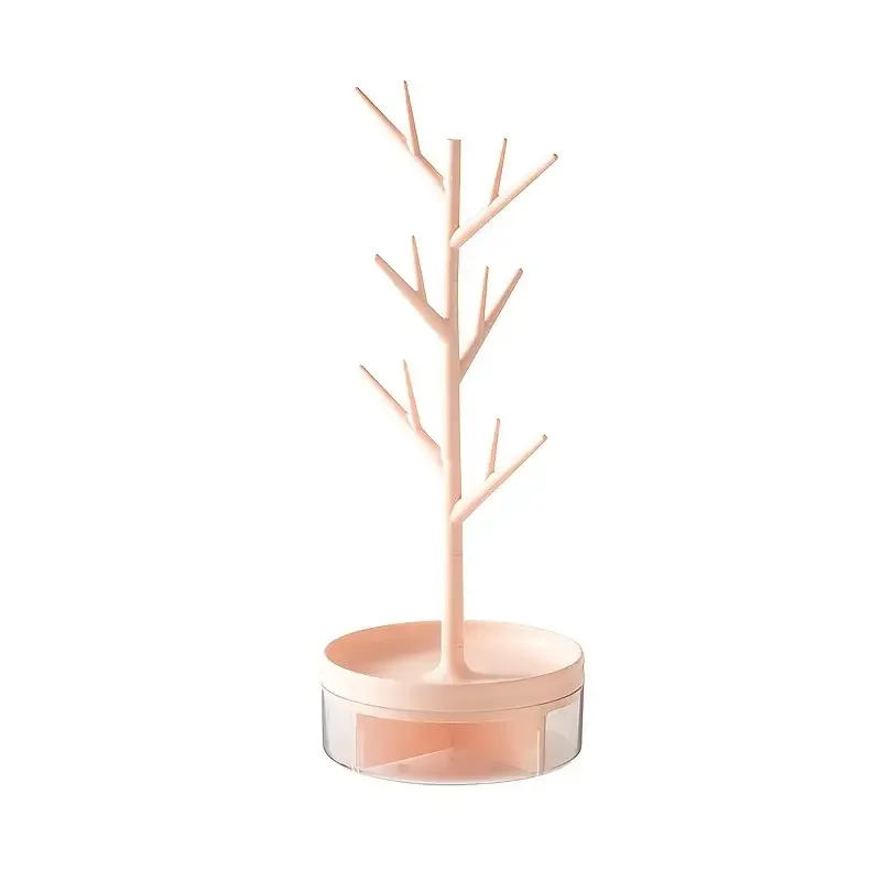 

Pastel Jewelry Organizer Tree Shaped Plastic Storage Box with Necklace Earring Hooks Compact Decorative Stand Home Office Gi