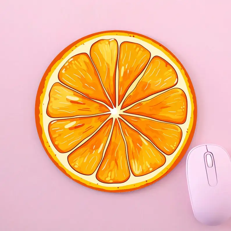 

Orange citrus slice cartoon art design mousepad PC mechanical keyboard high-quality rubber anti-slip durable and washable