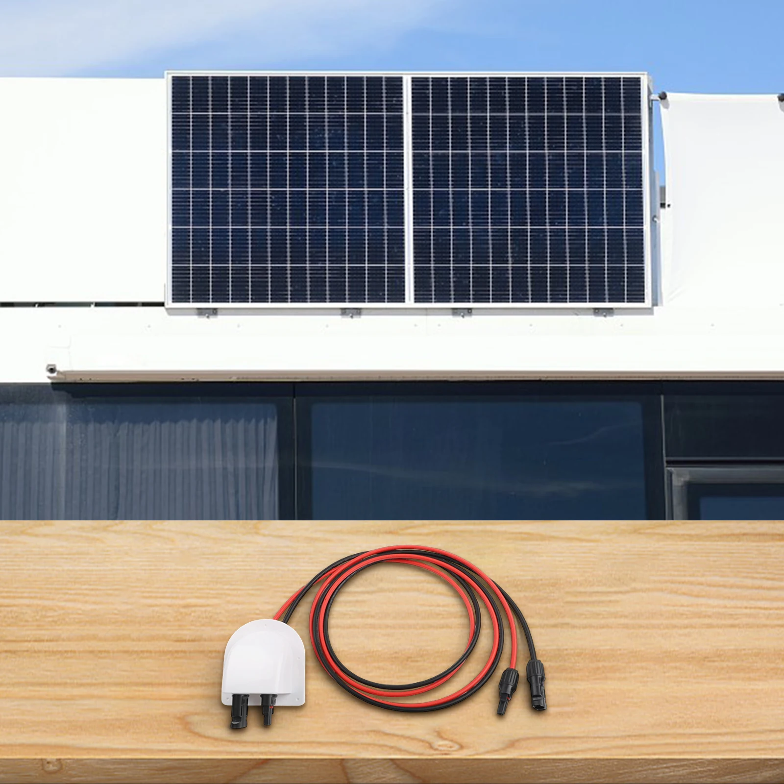 Solar Cable Entry Box with IP68 Waterproof Rating and Pre Assembled Wire for Roof Panel Connections on RV and Other Vehicles