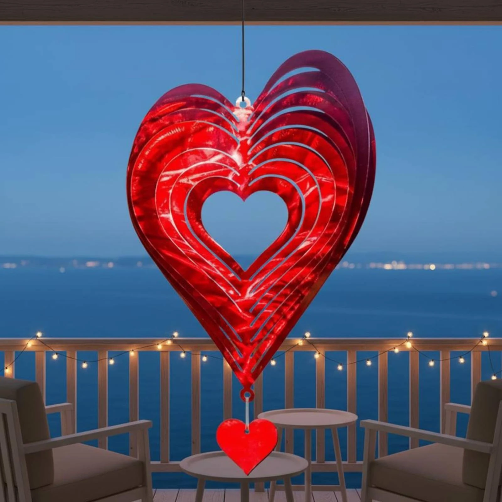Decoración giratoria con corazón 3D metálica para gatos y perros - imagen 4