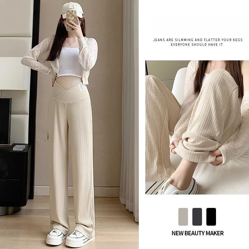 Maternity Pregnancy Trousers Ropa De Maternidad Warm Pants Wide Leg Loose Maternty Elastic Waist Waist for Lady Mama