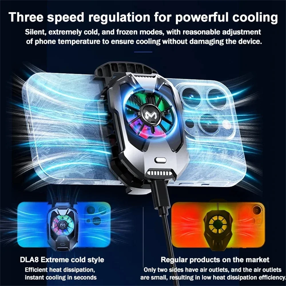 Mobile Phone Cooler, Universal Digital Display Fast Radiator, Game Cooling Fan Back Clip for iPhone 15 Pro Max Xiaomi 14 POCO X6