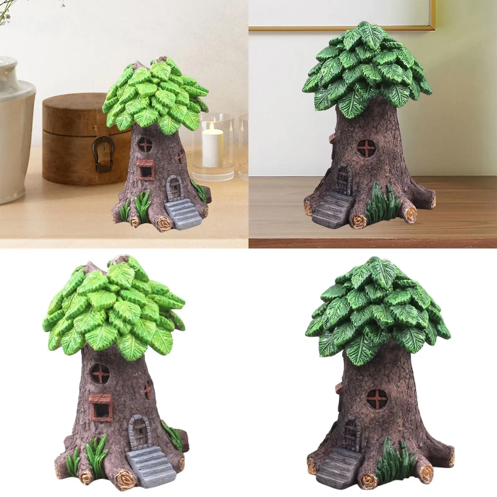 Estátua da casa da árvore plantador pote decoração ornamento de gramado para caminho terraço quintal