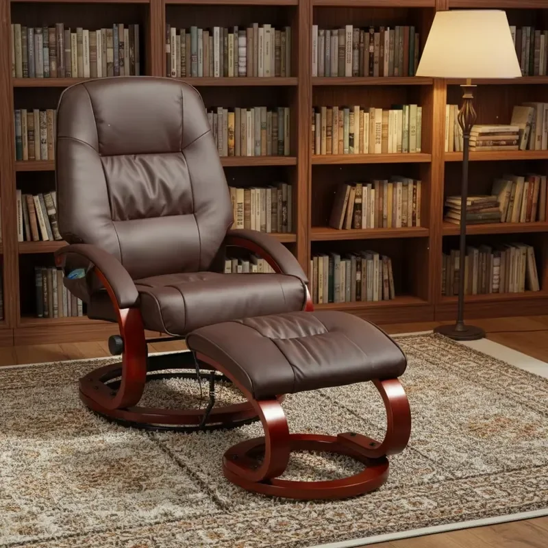 Modern Rotatable Lounge Chair with Integrated TV Stand Microfiber Upholstery Sturdy Metal Frame Comfortable Living Room