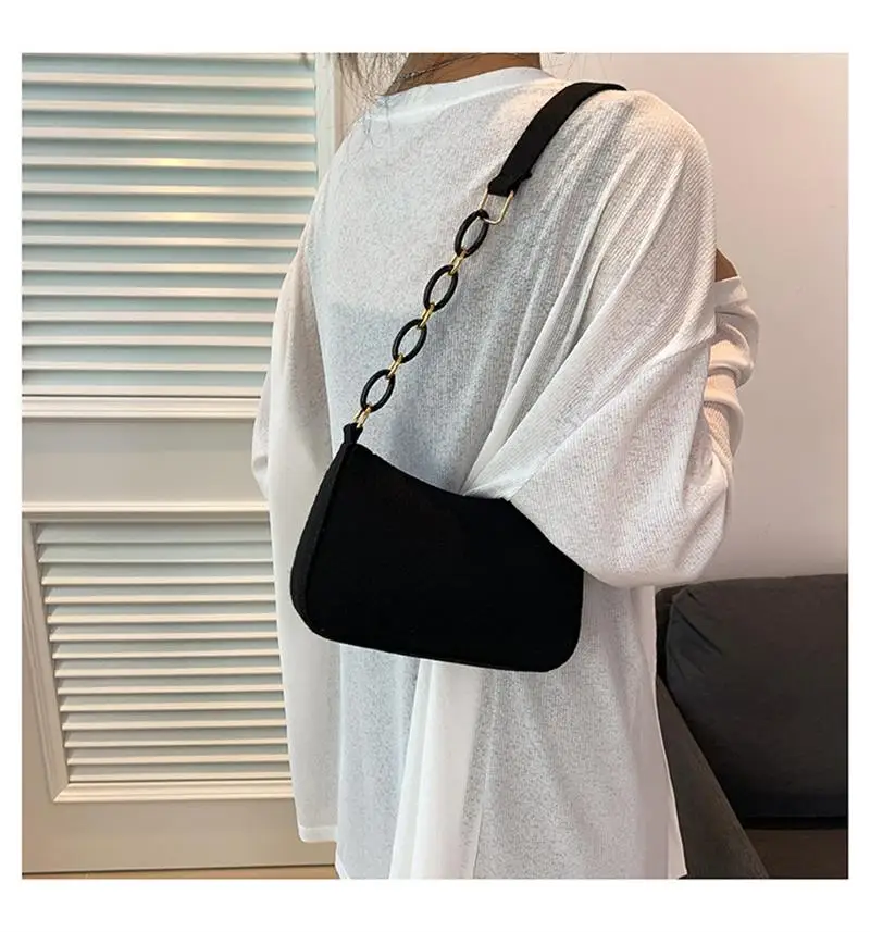 2024 Felt Shoulder Bags for Women Women\'s Subaxillary Bag Design Advanced Texture Armpit Handbags Purses Crescent Saddle Bag