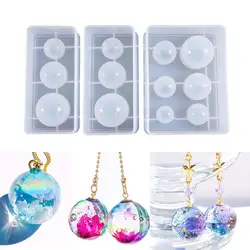 Crystal Round Ball Silicone Mold 6 Even Sphere Beads Universe Spheroid Moulds For DIY Necklace Bracelet UV Resin Jewelry Making