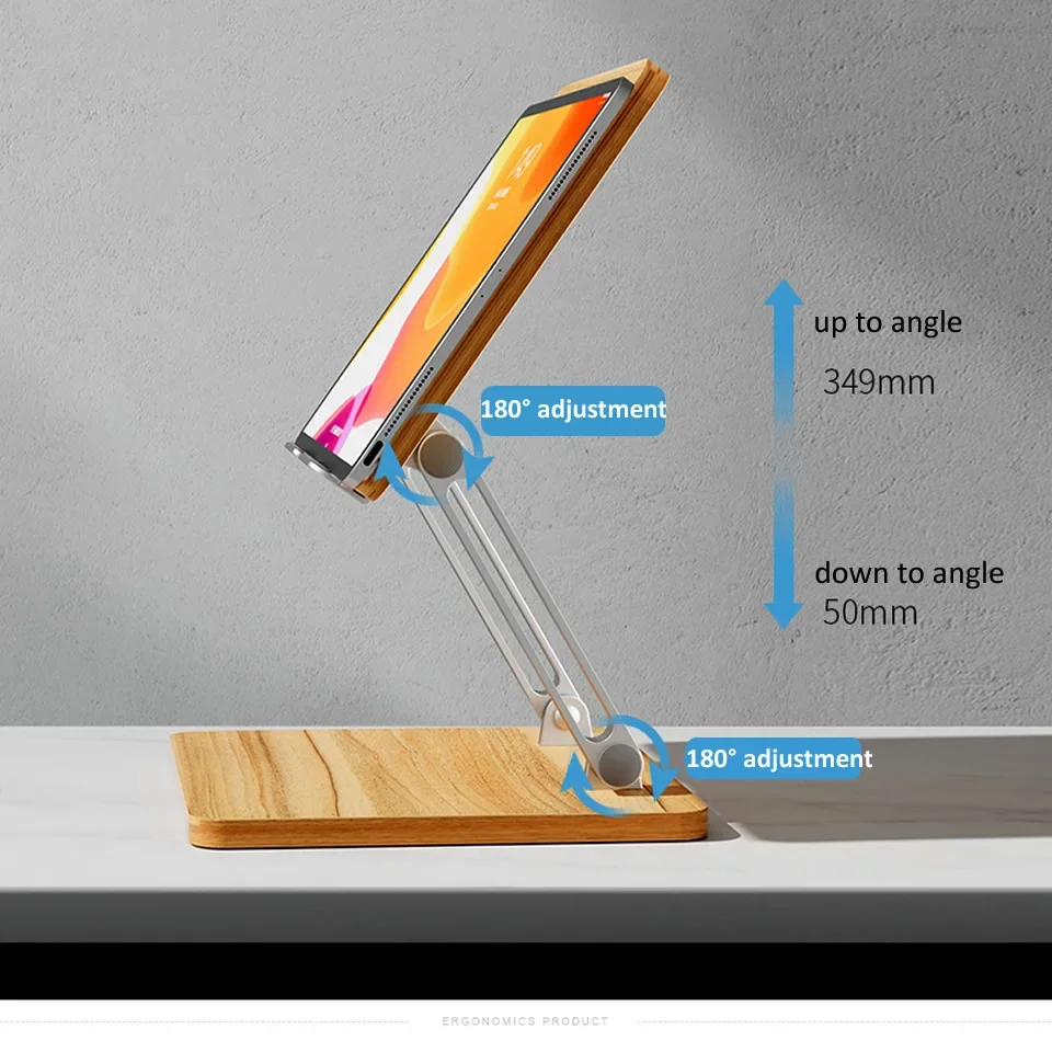 Универсальная деревянная настольная подставка для планшета, металлический регулируемый складной держатель для iPad Pro Air Mini 11 12,9, Samsung Xiaomi, Huawei, поддержка