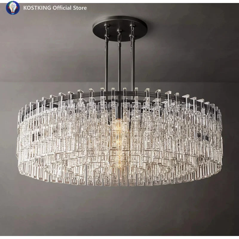 Modern Glass Chandelier LED Round Chandeliers Lighting Living Room Bedroom Pendant Lights Fixture