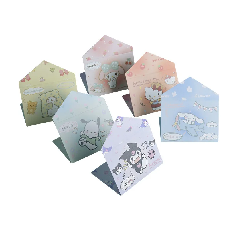 60pcs/lot Sanrio Kuromi Melody Cinnamoroll Envelope Cute Festival Message Greeting Card Memo Pad School Supplies Kids Gift