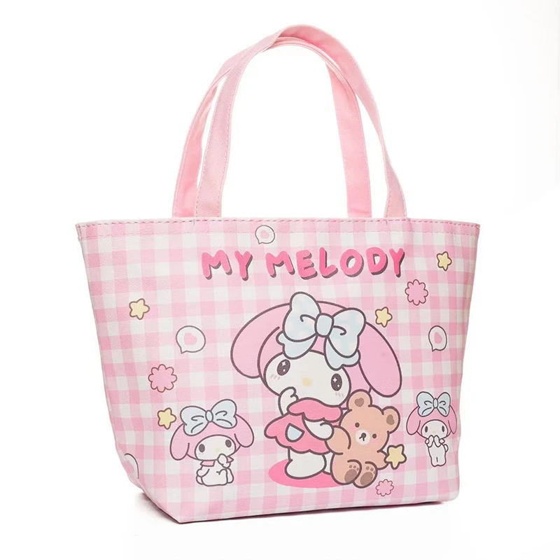 Hello Kitty Kuromi Picnic Bag Portable Sanrio Cinnamoroll My Melody Thermal Bag Leather Students Lunch Box Bag Toys for Girls