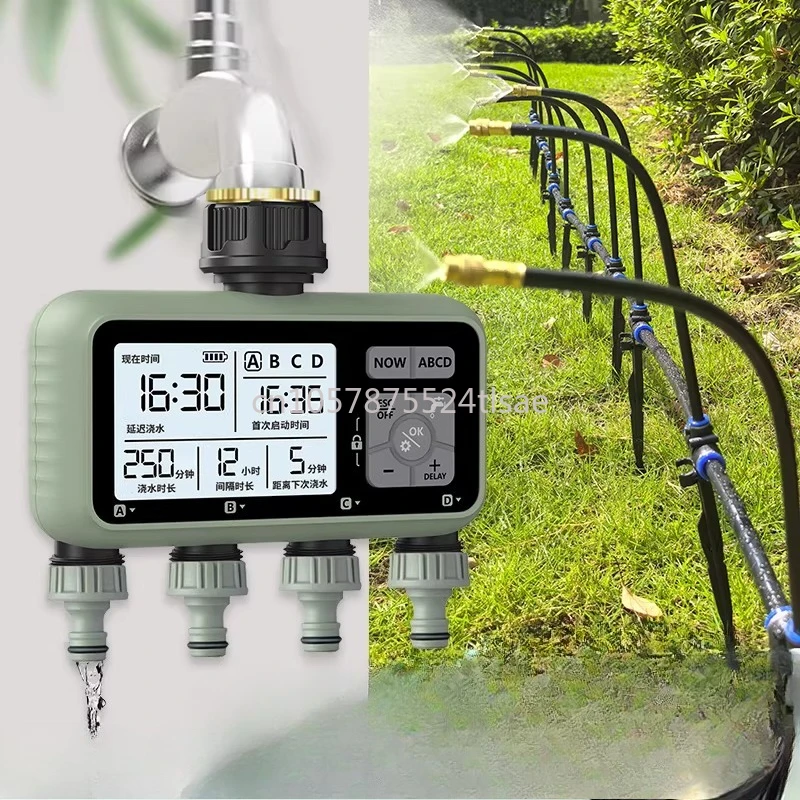 4 Zones Professional Outdoor Large Screen Garden Lawn Intelligent Automatic Irrigation Watering Timer
