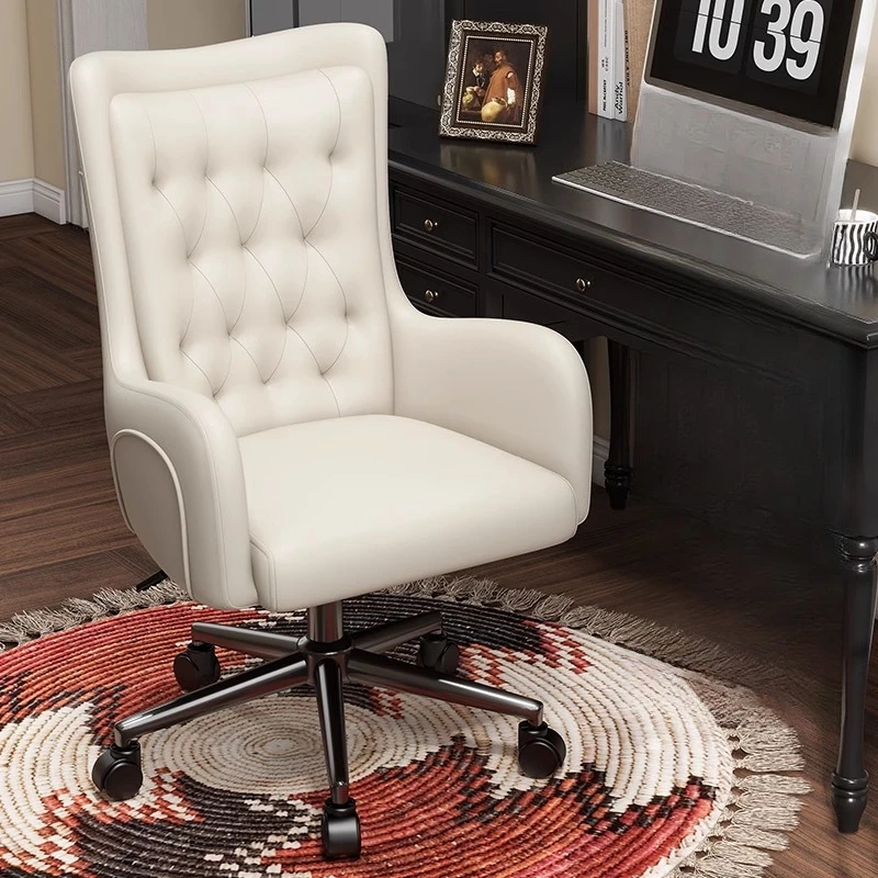 

Lazy Gaming Office Chair White Cute Leather Office Chair Computer Arm Boss Desk Mobile Recliner Silla Gaming Salon Furniture