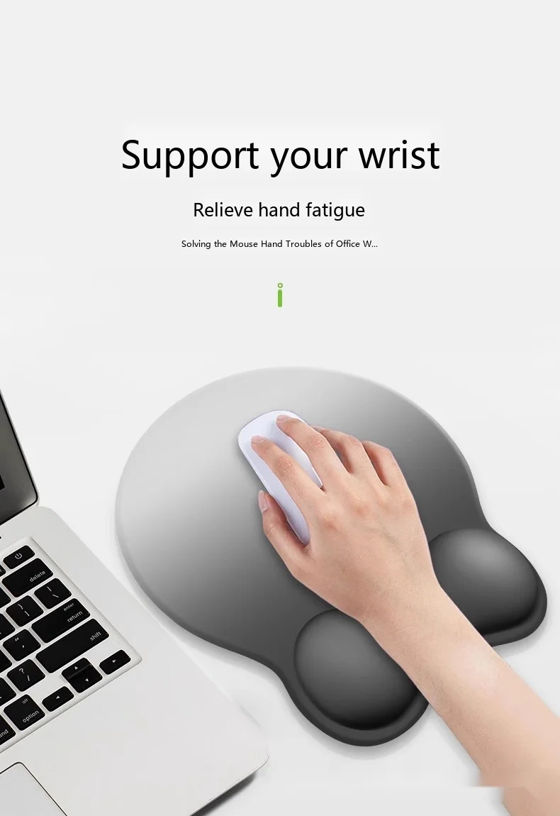 Silikon-Handgelenkauflage für Mauspad, konkaves ergonomisches Design, runde Form, rutschfeste Schreibtischunterlage für Büro und Gaming – Detail 4