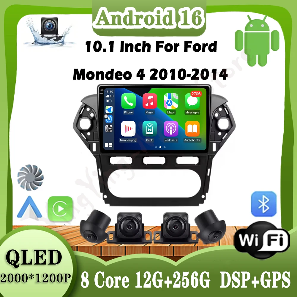 

10.1lnch Android 16 For Ford Mondeo 4 2010-2014 Car Navigation GPS Carplay 4G+WIFI DSP BT stereo aoto QLED Touch Screen