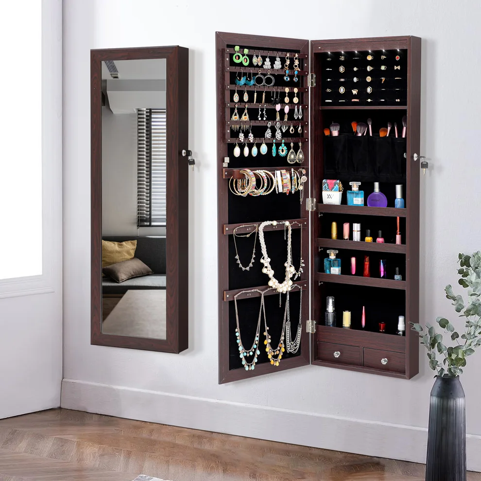 Mirror full body full-length mirror household makeup mirror jewelry cabinet integrated storage cabinet girls bedroom hanging sim