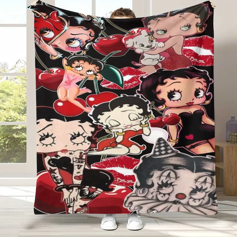 Cute B-Betty Girl B-Boop Cartoon Soft Flannel Throw Blanket,Cozy Blanket for Bed,Sofa,Living Room,Picnic,Camping,Home Decor,Kid