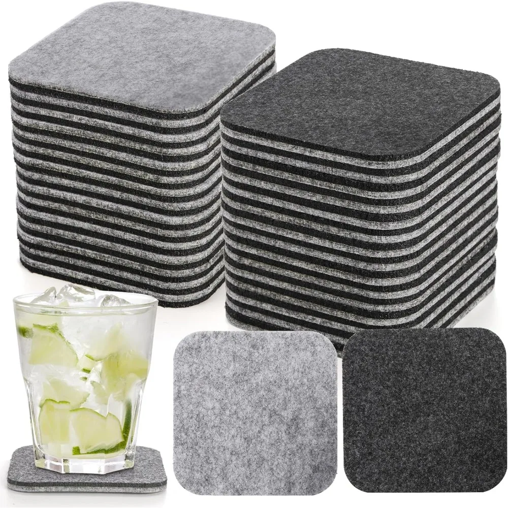 

30 Pack Felt Coasters for Drinks, 4x4 Inch Non-Slip Bar Coasters Absorbent Felt Two Sided Mat Heat Proof for Wine Glasse