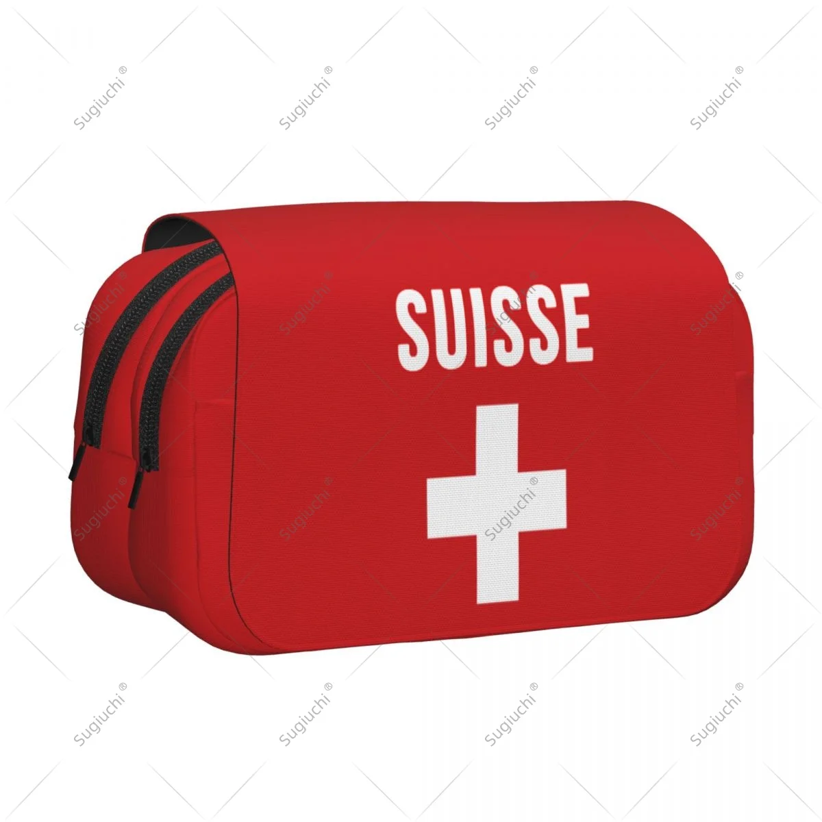 Pencil Case Scissors Bags 3D Switzerland Suisse Flag Double-layer Oxford Cloth Stationery Storage Pen Box Case