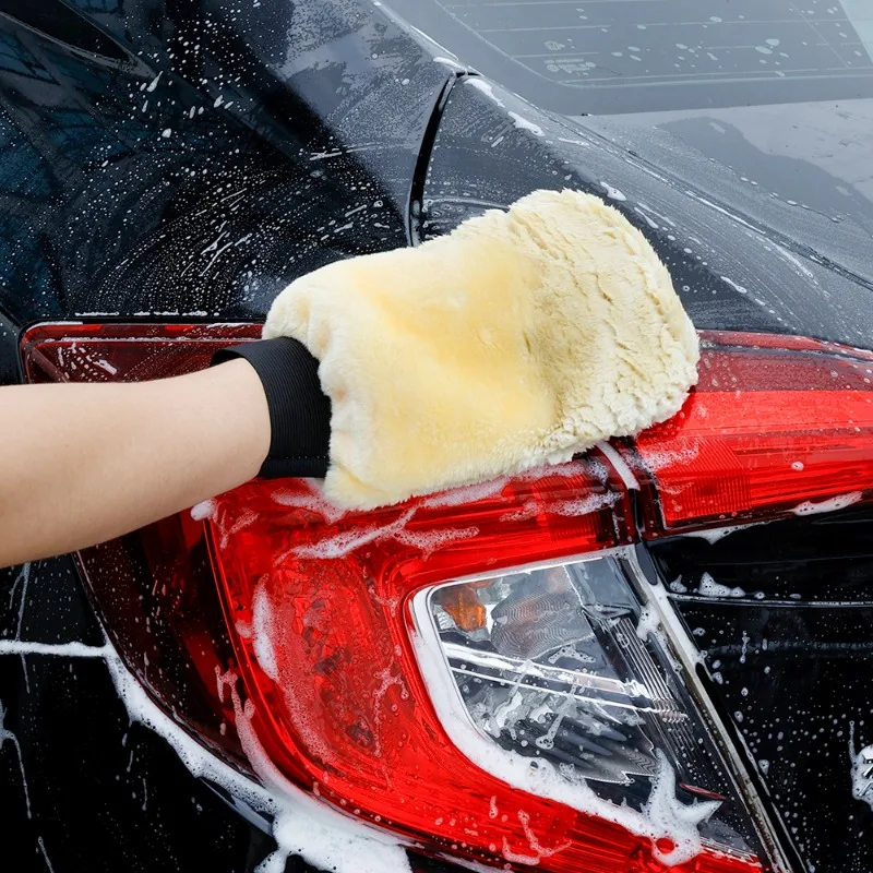 Double-sided Plush Car Wash Gloves Wiping Car Imitation Wool Gloves Soft Thickened Car Cleaning Tools Portable Cleaning Supplies