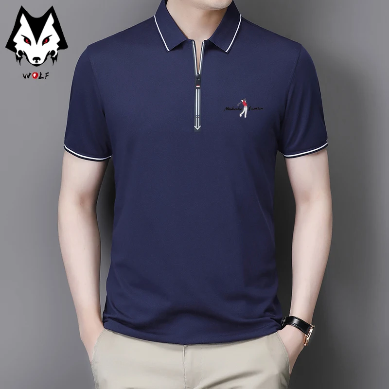 

Summer men's short sleeved solid embroidered POLO casual short sleeved POLO top men's T-shirt