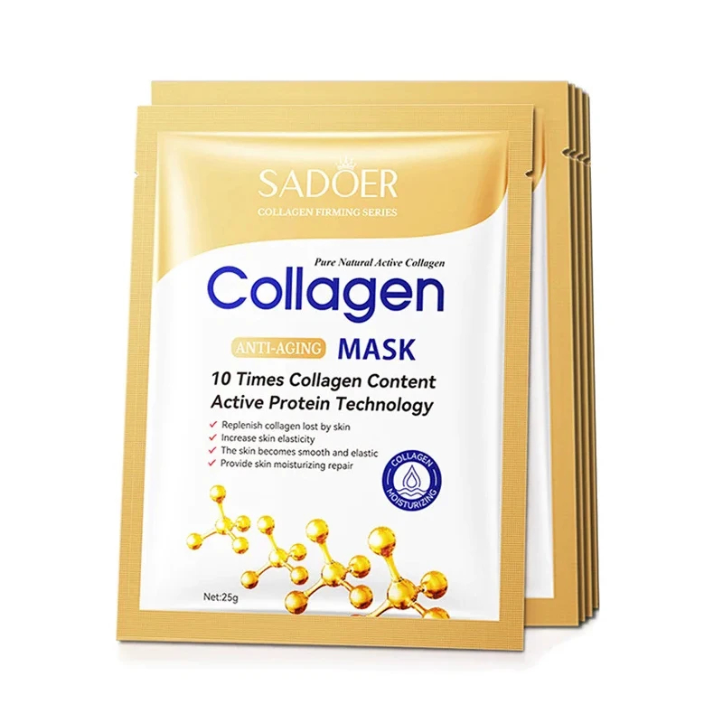 5pcs SADOER Collagen Face Mask skincare Moisturizing Brightening Hydrating Firming Facial Masks Face Sheet Mask Skin Care