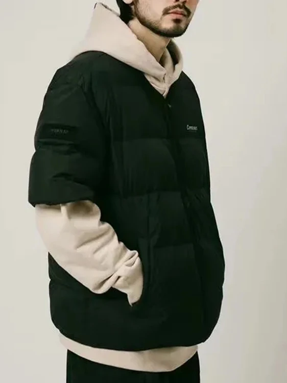 

Men's Bla Cotton Vest Thiened Lettering Warm ort Sle Casual Outerwear Faionable Autumn Winter Cotton Jaet