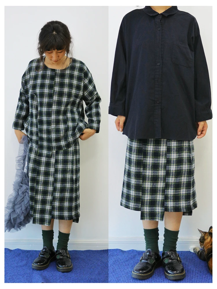 

Оригинальный шерстяной комплект в клетку для девочек: юбка и топ на осень-зиму, игривый дизайн, без бренда, зарегистрированная торговая марка