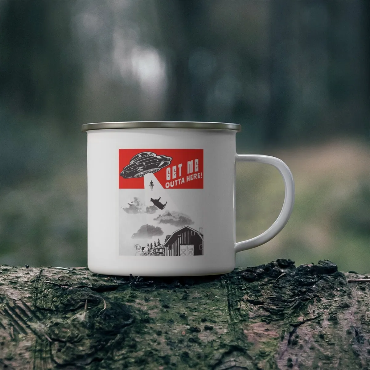 

UFO Get Me Outter Here Camp Mug Alien Campfire Coffee Mug 11oz Tea Cup Friends Birthday Gift