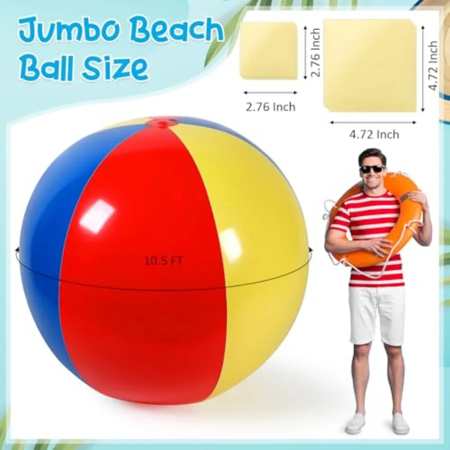 Beach party application, PVC material, multicolor, extra-large 10.5 ft diameter for family water games and summer pool events