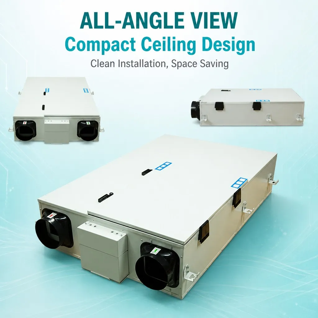 OEM ERV Energy Recovery Ventilator Left/Right Orientation Optional Preheating/Precooling H12 HEPA 99% Bathroom Use 150-6000CMH